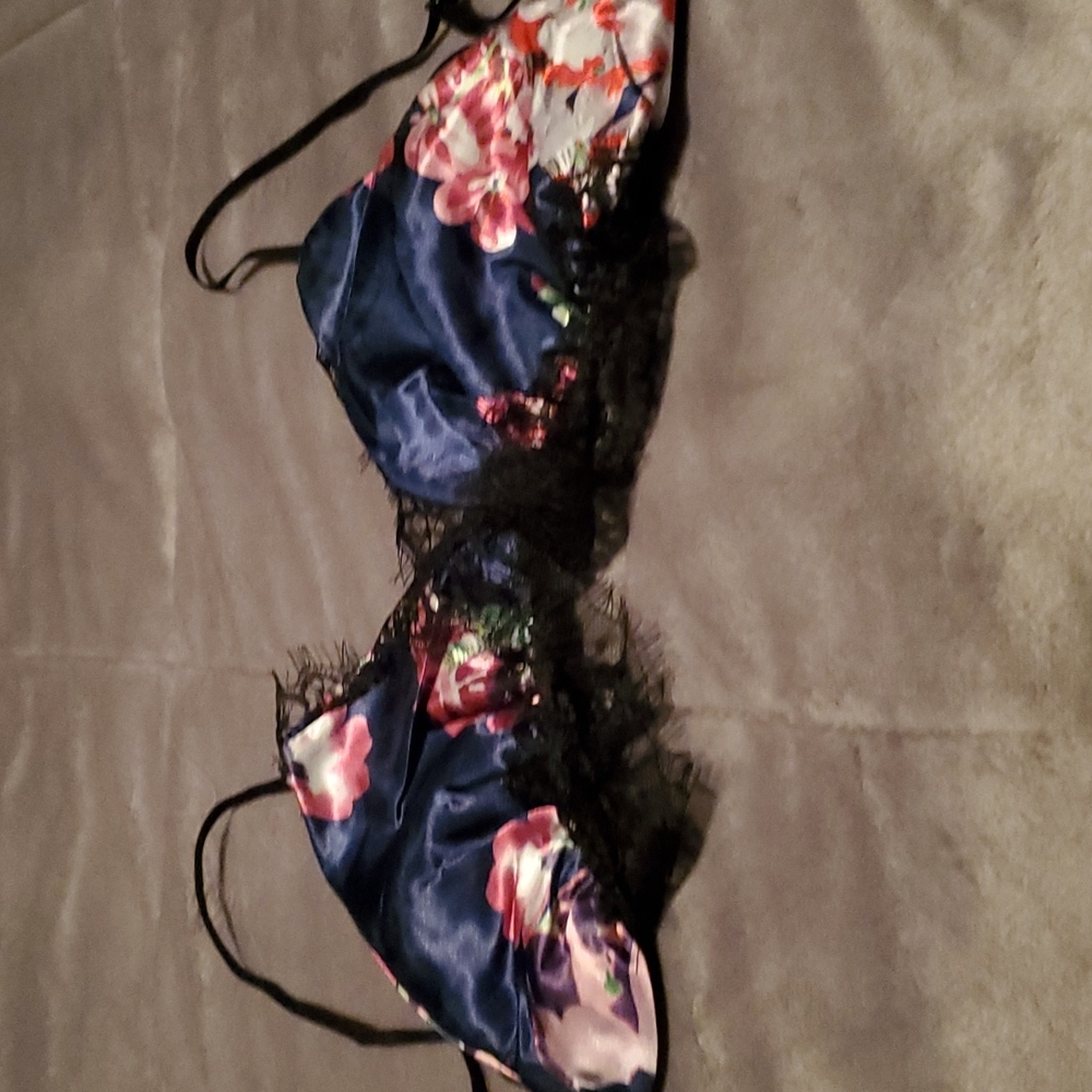 Satin floral bra
